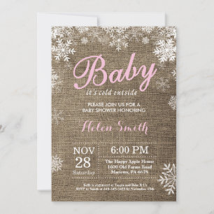 Baby Kallet utanför Winter Rosa Girl Baby Shower Inbjudningar