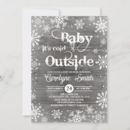 Baby Kallet utanför Winter Rustic Baby Shower Inbjudningar