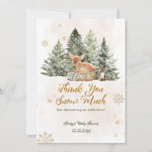 Baby Kallt Utanför Rustik Hjort Vinter Baby Shower Tack Kort