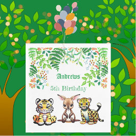 Baby Kangaroo Tiger Leopard Jungle Greenery Forest Pappersservett