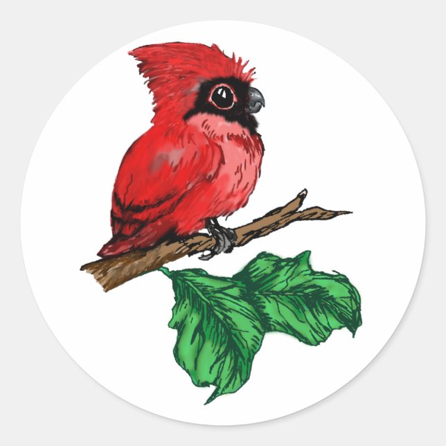 Baby kardinal Stickers Runt Klistermärke (Framsida)