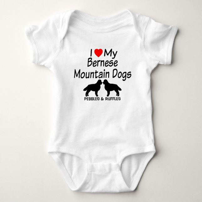 Baby Kärlek 2 Bernese Mountain Hundar T-shirt (Framsida)