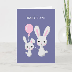 Baby Kärlek   Cute Bunnies Nyfödda Grattisar Kort