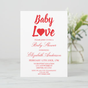 Baby Kärlek Heart Baby Shower Inbjudningar