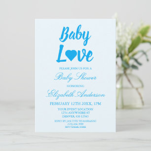 Baby Kärlek Heart Boy Baby Shower Inbjudningar