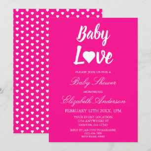 Baby Kärlek Heart Girl Baby Shower Inbjudningar