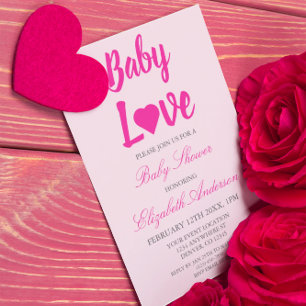 Baby Kärlek Heart Girl Baby Shower Inbjudningar