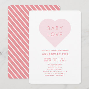 Baby Kärlek Rosa Heart Valentines Day Baby Showe Inbjudningar
