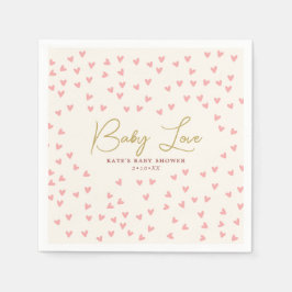 Baby Kärlek Rosa Hearts Girl Baby Shower Pappersservett