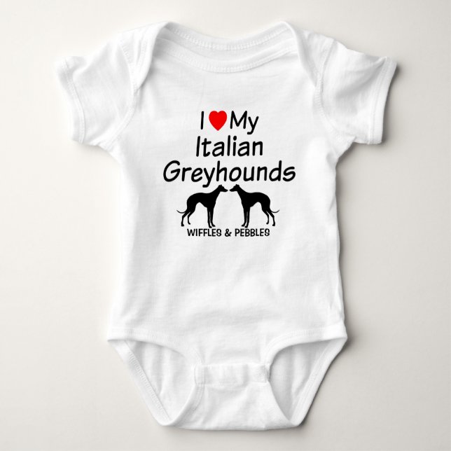 Baby Kärlek Två italienska Greyhound Hundar Tee (Framsida)