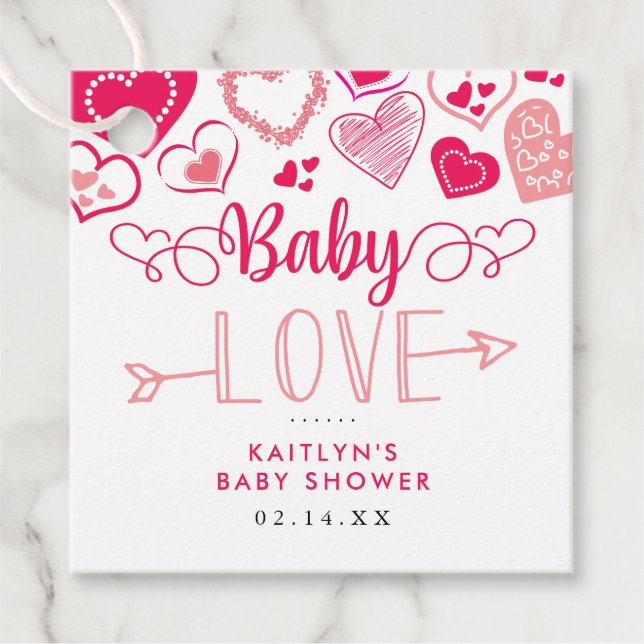 "Baby Kärlek" Valentindagen Babyskor Gåvor Etiketter (Framsida)