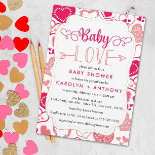 "Baby Kärlek" Valentindagen Babyskor Inbjudningar