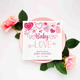 "Baby Kärlek" Valentindagen Babyskor Pappersservett