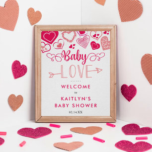 "Baby Kärlek" Välkomsthälsa över alla hjärtans dag Poster