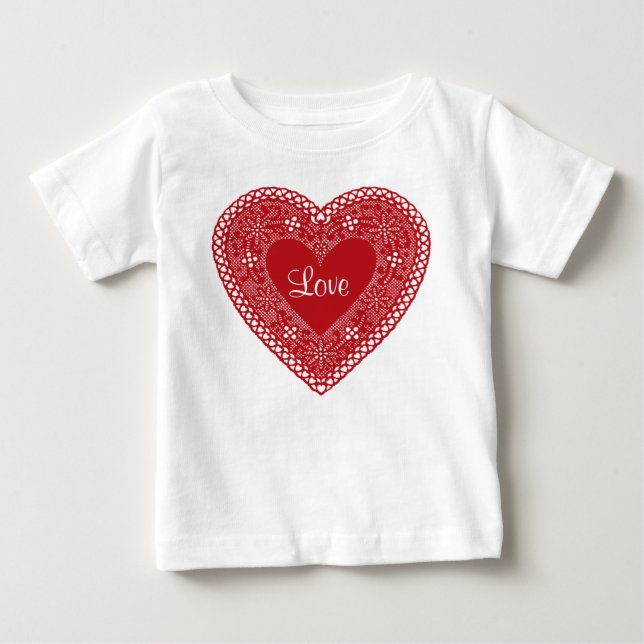 Baby Kärlek Vintage Snöre Heart Tee Shirt (Framsida)