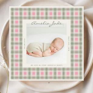 Baby karott Sage grön rosa Annonseringskort Meddelande