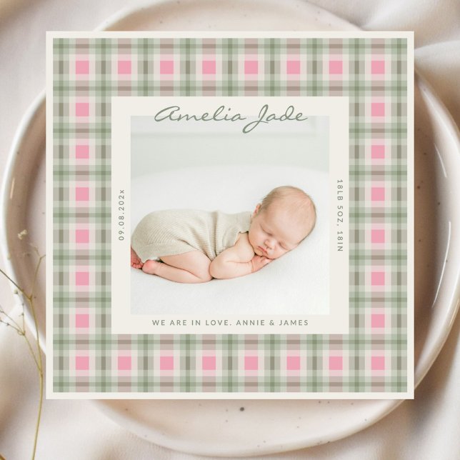 Baby karott Sage grön rosa Annonseringskort Meddelande (Skapare uppladdad)