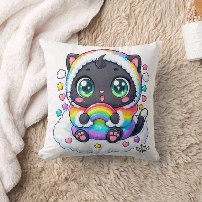 Baby Kat Lym Cute Rainbow Cat Kudde (Filt)