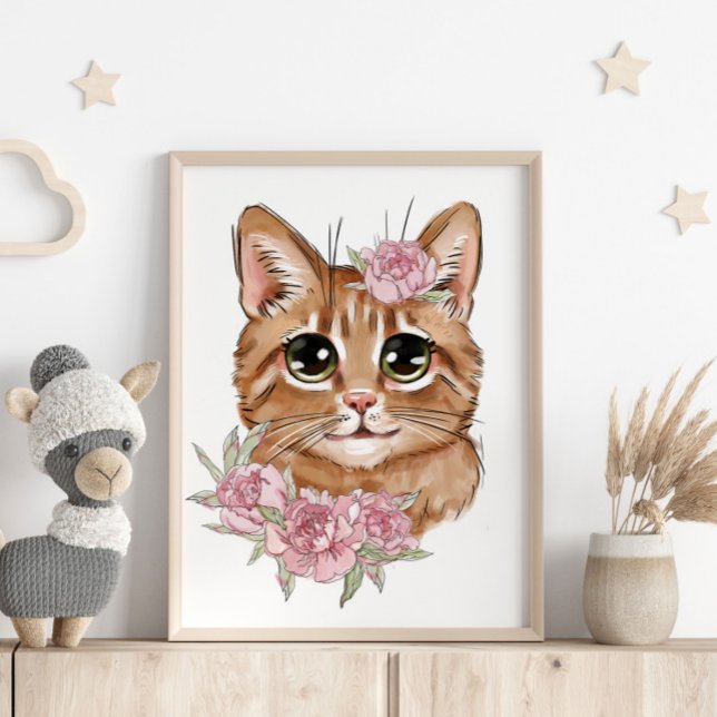 Baby Katt Rosa Djur Poster | Väggutskrift (Skapare uppladdad)