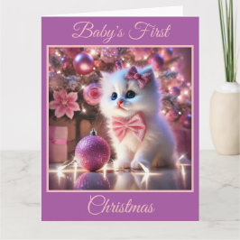Baby Kattens första jul (Rosa) Kort