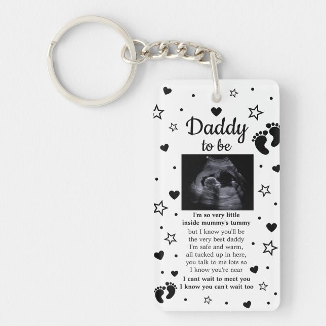 Baby Keepsaké pappa ska vara här Nyckelring (Framsidan)