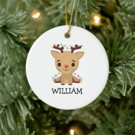 Baby Keepsakjuljulklappen Reindeer Namn Julgransprydnad Keramik