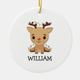 Baby Keepsakjuljulklappen Reindeer Namn Julgransprydnad Keramik