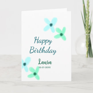 Baby kids 1st birthday add name blue green pastel  kort