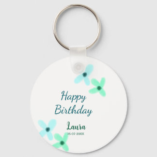 Baby kids 1st birthday add name blue green pastel  nyckelring