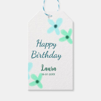 Baby kids 1st birthday add name blue green pastel  presentetikett