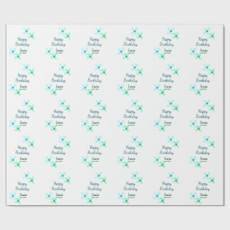 Baby kids 1st birthday add name blue green pastel  presentpapper
