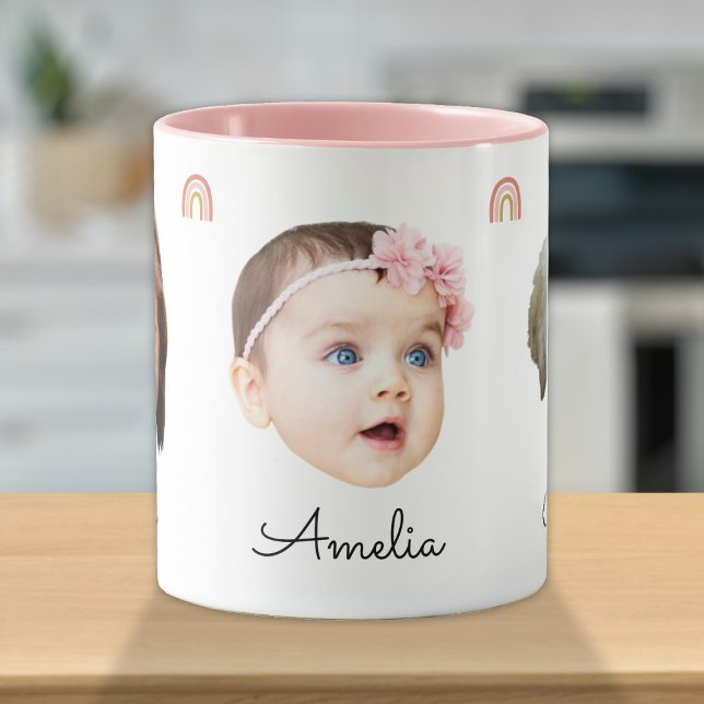 Baby Kids Family Ansikte 3 Foton Rainbow Boho Mugg (Skapare uppladdad)