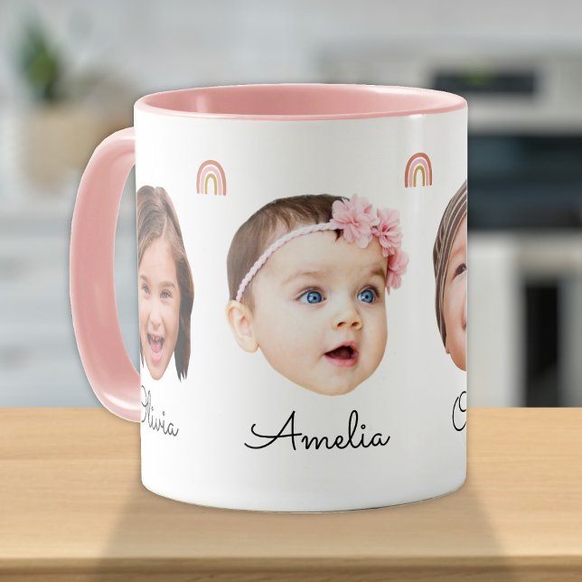 Baby Kids Family Ansikte 4 Foton Rainbow Boho Mugg (Skapare uppladdad)