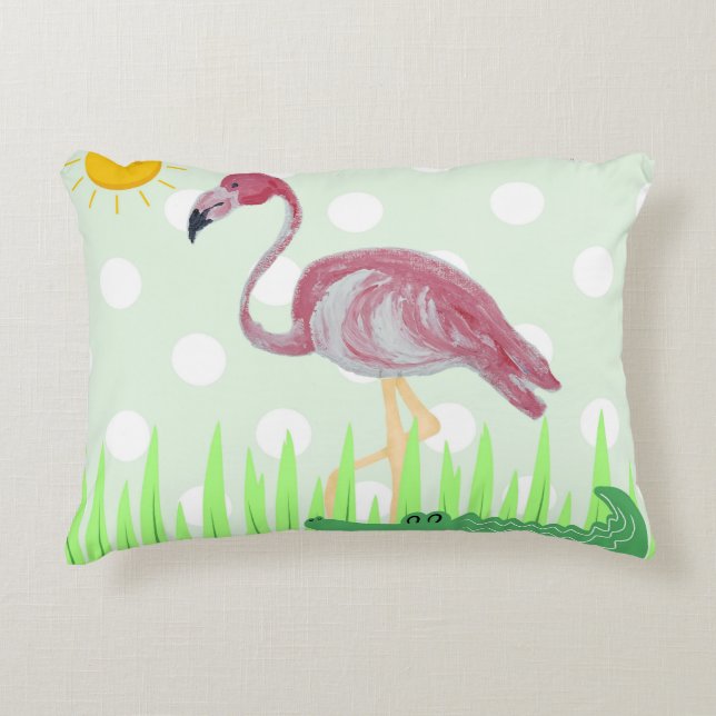 Baby Kids Flamingo Alligator Lumbar Prydnadskudde (Framsidan)