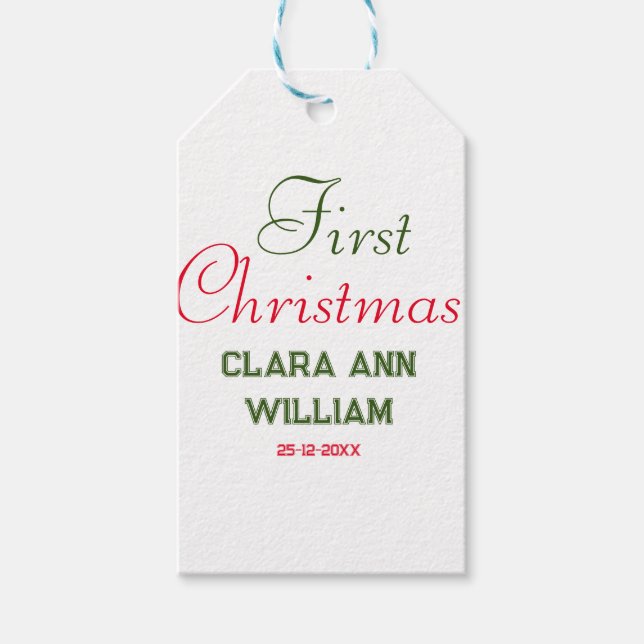 BABY KIDS FÖRSTA CHRISTMAS HELGDAG ADD NAMN TEXT Y PRESENTETIKETT (Framsidan)