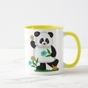 Baby Kids Panda Med Blommor 2 Mugg