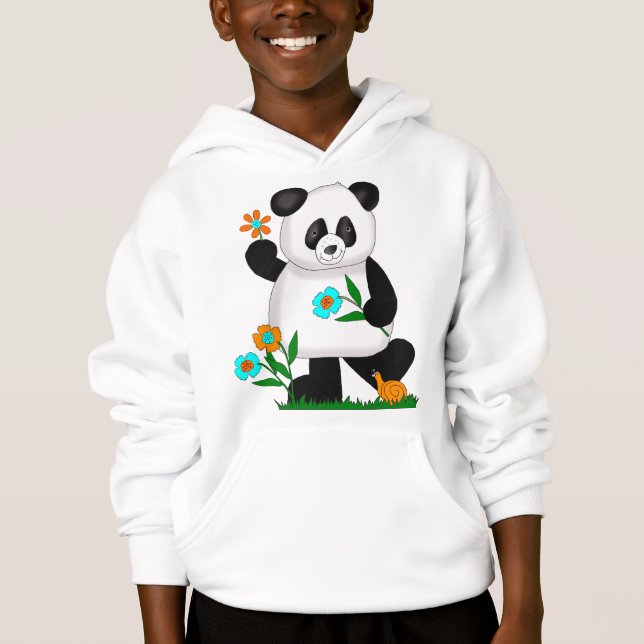 Baby Kids Panda med blommor 2 T Shirt (Framsida)