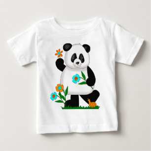 Baby Kids Panda Med Blommor 2 Tee