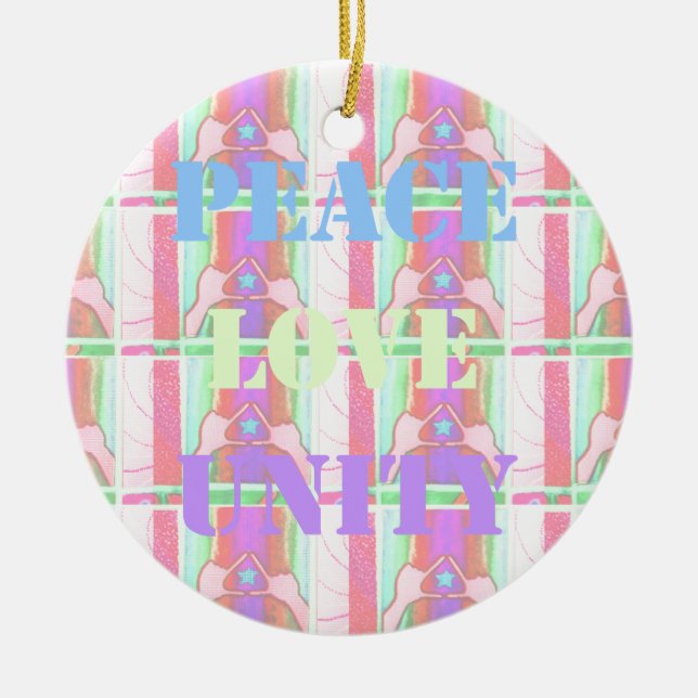 Baby Kids Peace Kärlek Unity Hakuna Matata design. Julgransprydnad Keramik (Framsidan)