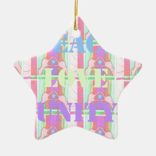 Baby Kids Peace Kärlek Unity Hakuna Matata design. Julgransprydnad Keramik