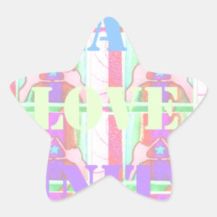 Baby Kids Peace Kärlek Unity Hakuna Matata design. Stjärnformat Klistermärke
