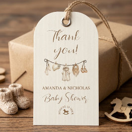 Baby Klädlinje Neutral Bebis Shower Tack Presentetikett