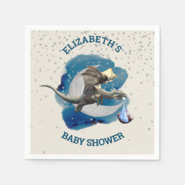 Baby Knight Dragon Silver Star Shower Pappersservett