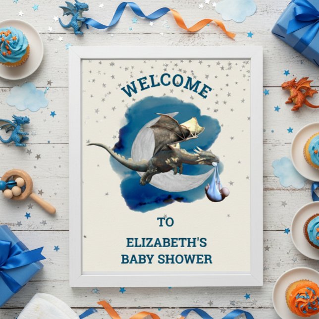 Baby Knight Dragon Silver Star Shower Poster (Skapare uppladdad)