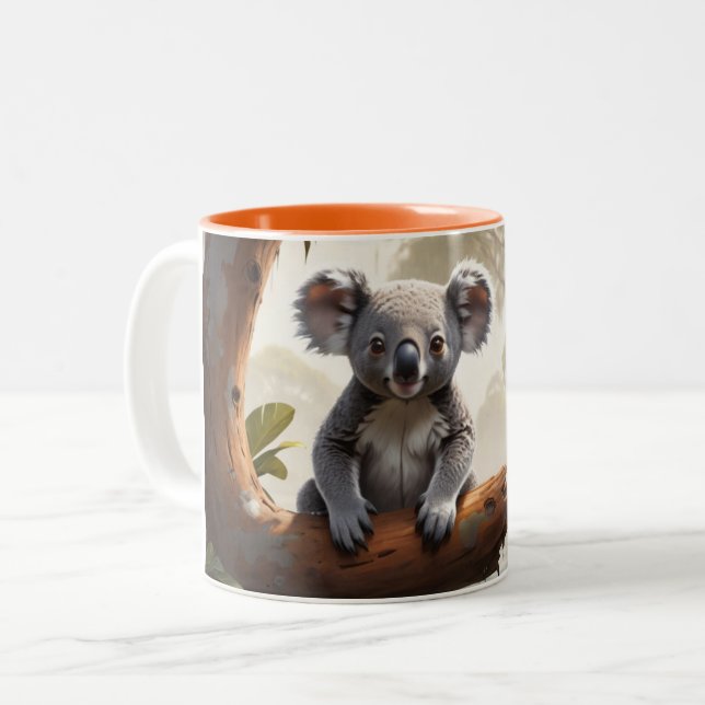 Baby Koala av en damm Två-Tonad Mugg (Framsida vänster)