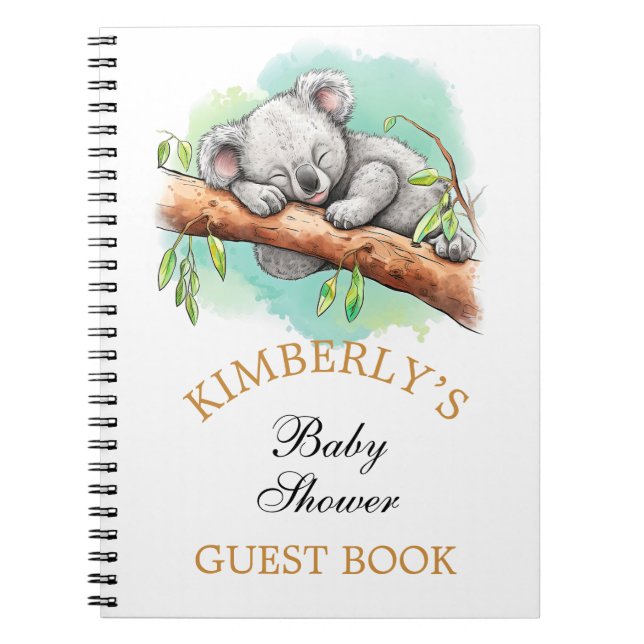 Baby Koala Baby Shower Personlig Guest Bok Anteckningsbok (Framsidan)