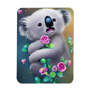 Baby Koala Bear med Flowers Magnet