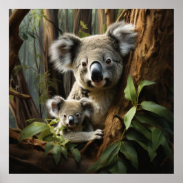 Baby Koala Bear och Mamma Poster