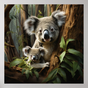 Baby Koala Bear och Mamma Poster