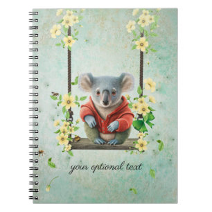 Baby Koala Bear on Swing Spiral Photo Notebook Anteckningsbok